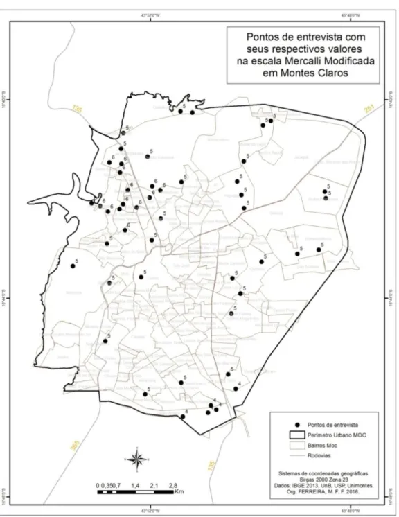 Figura 02: Mapa de localização dos pontos de entrevista na área de pesquisa 