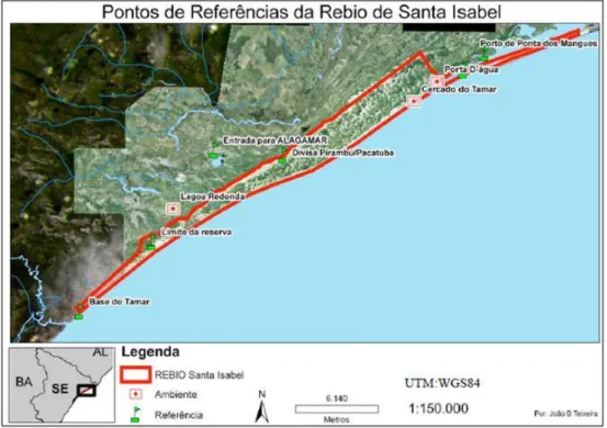 Figura 1: Área da Reserva Biológica de Santa Isabel, Estado de Sergipe. Fonte: Teixeira (2006)