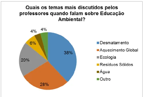 Figura 4: Temas mais discutidos pelos professores quando falam sobre Educação Ambiental  no Colégio B