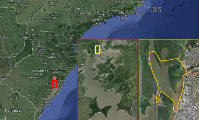 Figura 1: Áreas empregadas pelo Projeto PST/Navegar UFRGS. Fonte: Google Earth. 