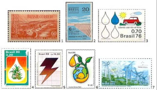 Figura 3: Seleção de alguns selos do sub-eixo temático Energias, lançados pela ECT. 
