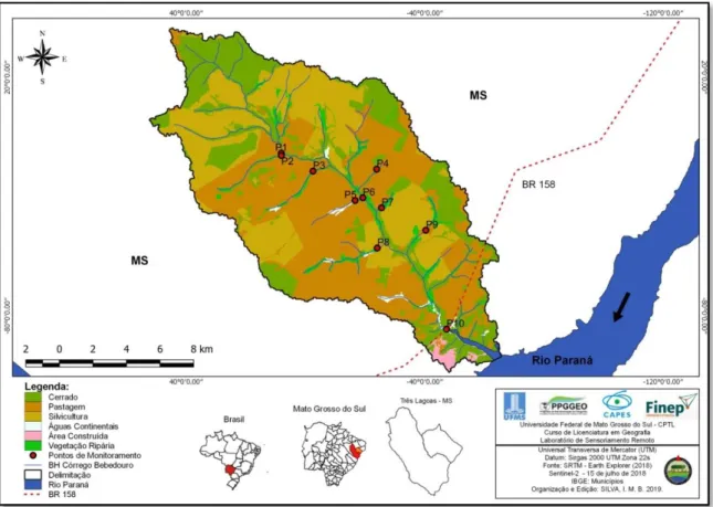 Figura 07. Mapa de Uso e Cobertura da Bacia Hidrográfica do Córrego Bebedouro, Três  Lagoas e Selviria/MS, no verão de 2019 