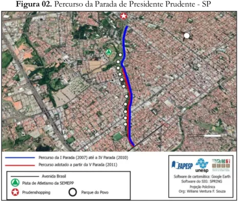 Figura 02. Percurso da Parada de Presidente Prudente - SP 