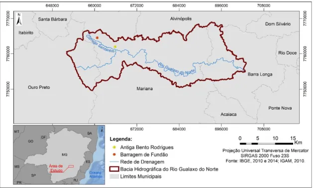 Figura 1 - Mapa de localização da bacia hidrográfica do rio Gualaxo do Norte. 