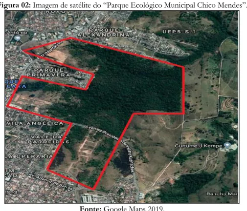 Figura 02: Imagem de satélite do “Parque Ecológico Municipal Chico Mendes”. 
