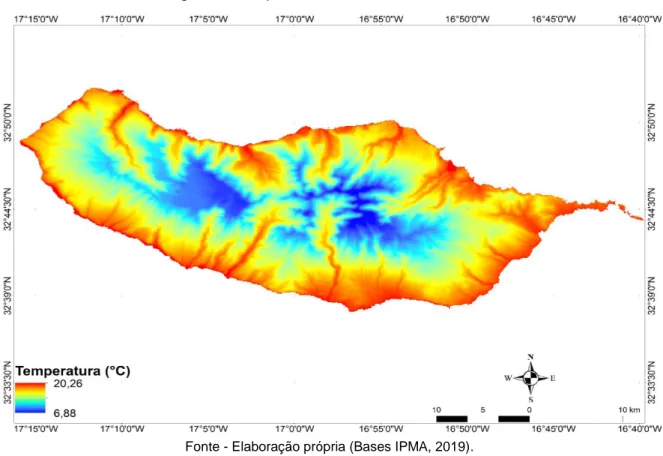 Figura 7 - Temperatura média anual da Madeira. 