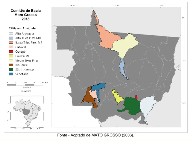 Figura 2 - Localização dos Comitês de Bacias Hidrográficas (CBHs) nas Unidades de Planejamento e  Gerenciamento de Recursos Hídricos (UPGS) de Mato Grosso