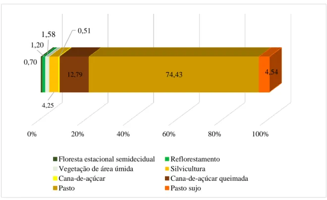 Figura 6 – uso e cobertura superficial da terra nas subbacias do ribeirão Areia Dourada, Marabá Paulista  (SP)