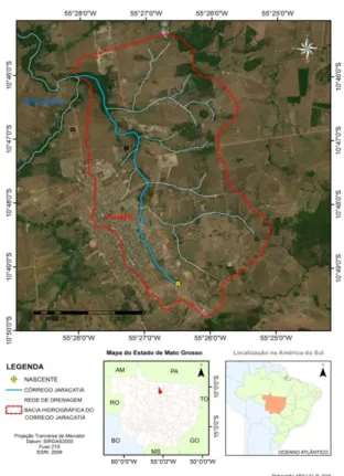 Figura 2 – Pontos monitorados no alto curso da sub-bacia hidrográfica do córrego Jaracatiá