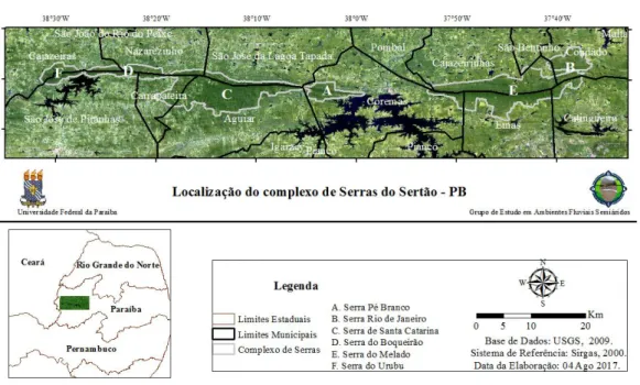 Figura 1 – Localização do complexo de Serras do Sertão – PB. 