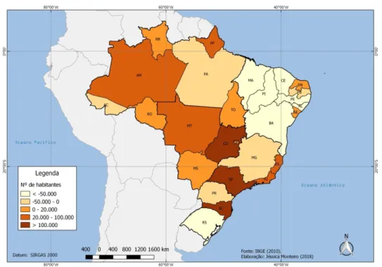 Figura 4 – Mapa do Saldo Migratório das Unidades da Federação do Brasil (2005-2010) 