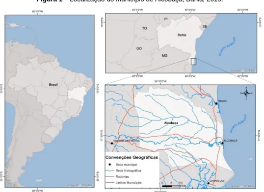 Figura 1 – Localização do município de Alcobaça, Bahia, 2015. 