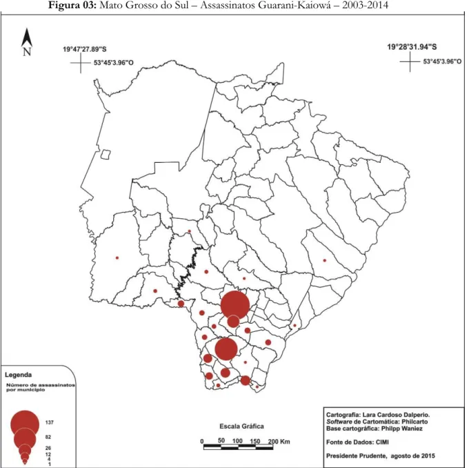 Figura 03: Mato Grosso do Sul – Assassinatos Guarani-Kaiowá – 2003-2014