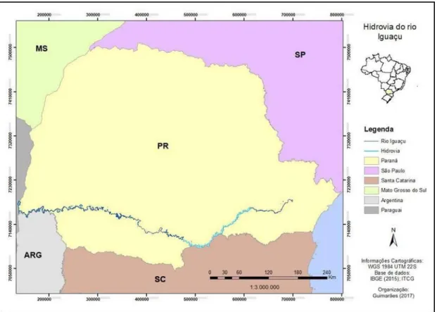 Figura 1: Localização da hidrovia do rio Iguaçu 
