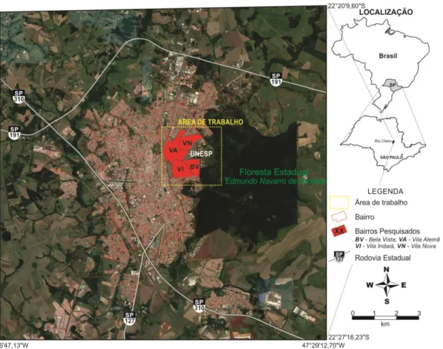 Figura 1: Mapa de Localização da área de estudo no Município de Rio Claro/SP 