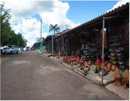 Figura 2. Cerámica alfarera comercializada al costado de la carretera en el pueblo de Nossa Senhora de Fátima, en  Caldas Novas, Goiás, Brasil