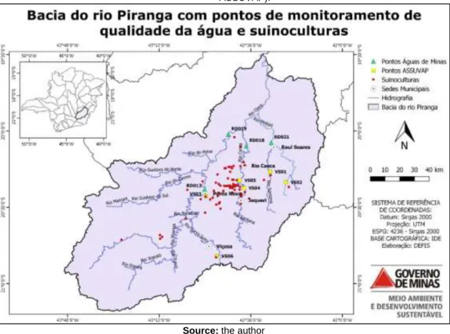 Figure 3. ASSUVAP, Igam and pig farmers network monitoring points in the region (registered in  ASSUVAP)