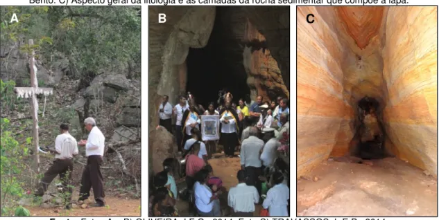 Figura 7. A) Integrantes da Guarda de Congo de Caetanópolis-MG em oração no crucifixo existente na  área externa à Lapa
