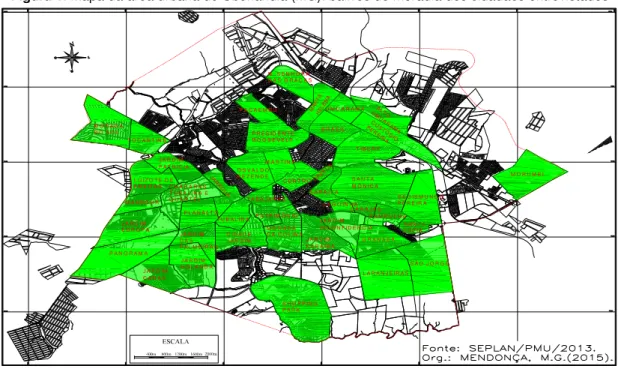 Figura 1. Mapa da área urbana de Uberlândia (MG): bairros de moradia dos cidadãos entrevistados 