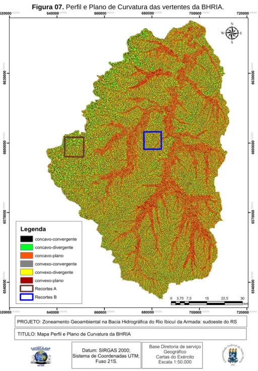 Figura 08. Recortes apresentando exemplos de curvatura encontradas nas vertentes da BHRIA