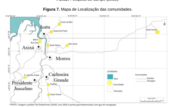 Figura 7. Mapa de Localização das comunidades. 