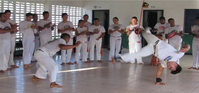 Figura 3: Movimentos corporais durante o jogo de capoeira em Altos-PI  Nota: Arquivo pessoal dos autores