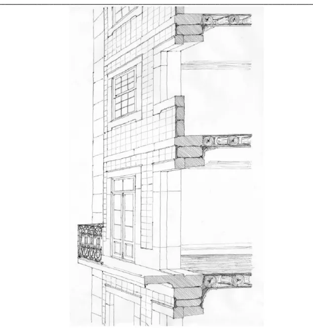 Figura 6.11 – Esquema de um corte transversal da fachada (Fonte: Teixeira, 2004) 