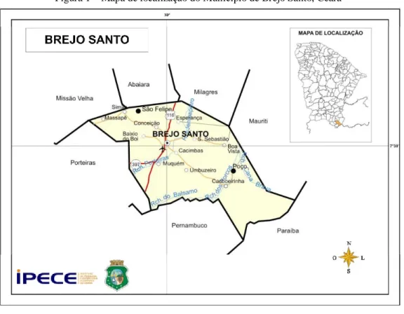 Figura 1 – Mapa de localização do Município de Brejo Santo, Ceará 