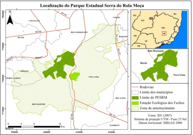 Figura 1 – Localização do Parque Estadual Serra do Rola Moça/MG 
