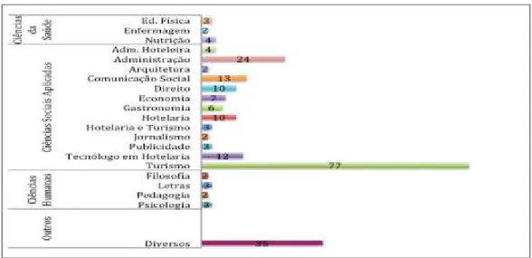 Gráfico 2 – Grande área do conhecimento e os respectivos cursos da graduação dos autores das  dissertações defendidas entre 2004 e 2013 