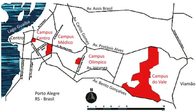 Figure 1 - Locations of UFRGS campuses.