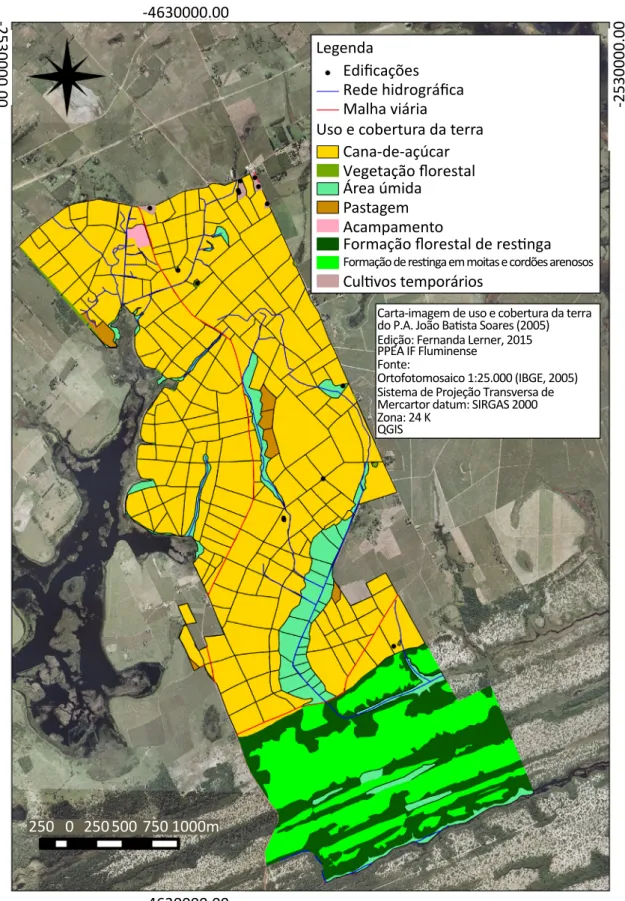 Figura 2 – Carta-imagem de uso e cobertura da terra da atual área do Assentamento João Batista Soares em 2005.