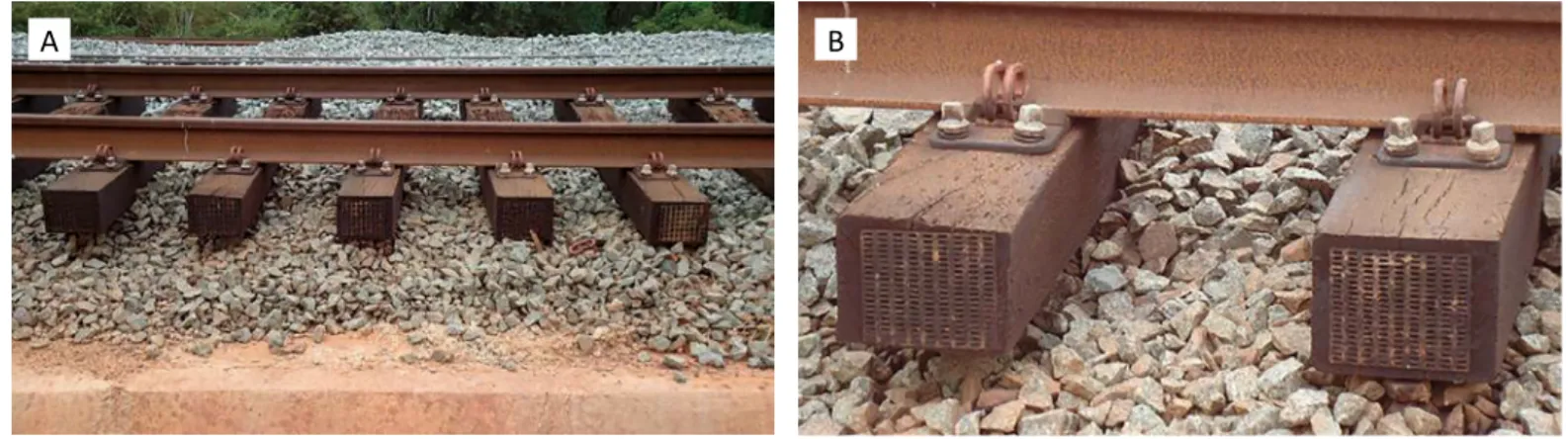 Figura 1 – Dormentes de madeira da Estrada de Ferro Carajás:  