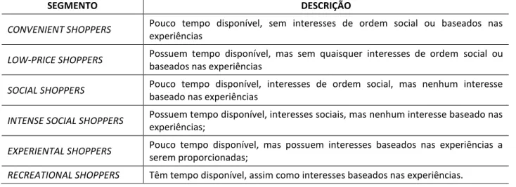 Tabela 1 apresenta a categorização desses segmentos bem como uma breve descrição sobre eles