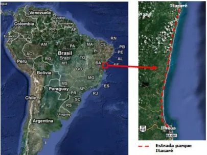 Figura 2. Localização da Estrada-parque Itacaré  Fonte: www.googlemaps.com 