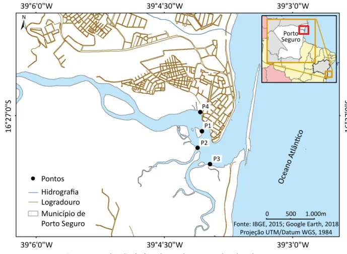 Figura 1 – Localização da área de estudo e pontos de coleta das amostras.