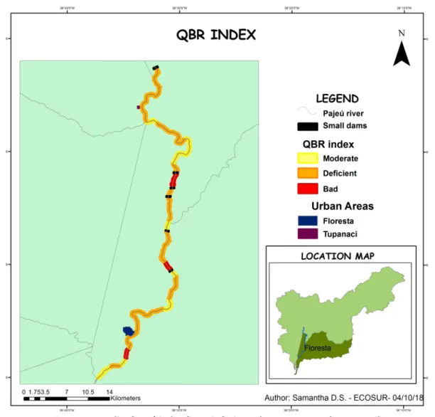 Figure 2 – Quality (QBR) index for Pajeú River, Floresta, Pernambuco, Brazil.