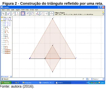 Figura 2 - Construção do triângulo refletido por uma reta. 