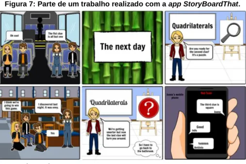 Figura 7: Parte de um trabalho realizado com a app StoryBoardThat. 