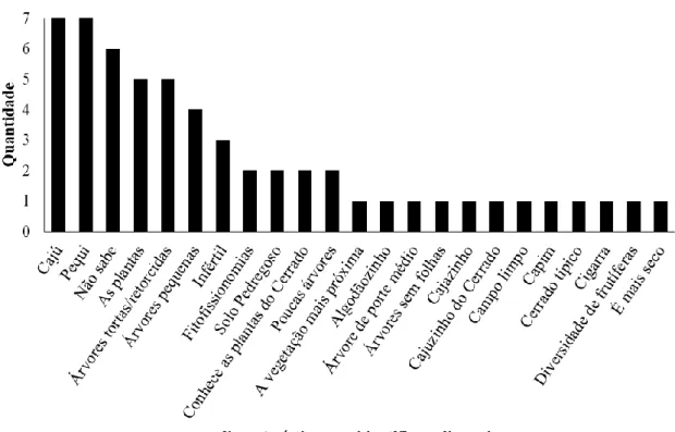 Gráfico 7: Características que identificam o bioma Cerrado citadas pelos entrevistados