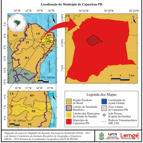Figura 2: Localização do município de Cajazeiras-PB  Fonte: Autoria própria, adaptado de INSA – SIGSAB (2018)