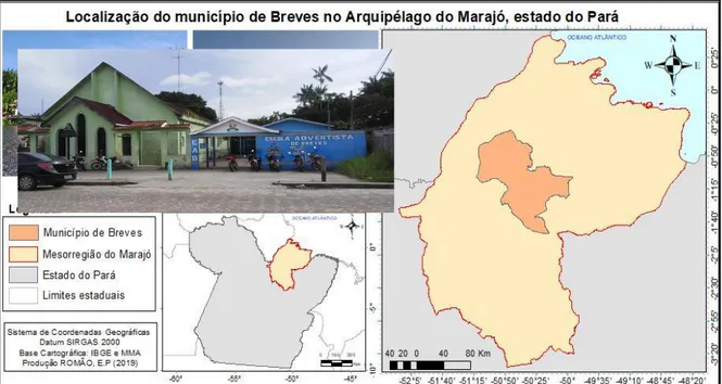 Figura 1: Mapa do município de Breves, Marajó, Pará, Brasil. Fonte: Essia Romão (2019)
