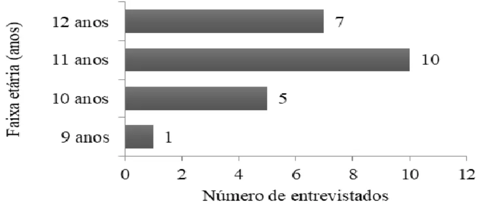 Figura 2: Faixa etária dos estudantes (técnica de entrevista), Breves, Ilha do Marajó, Pará,  Brasil