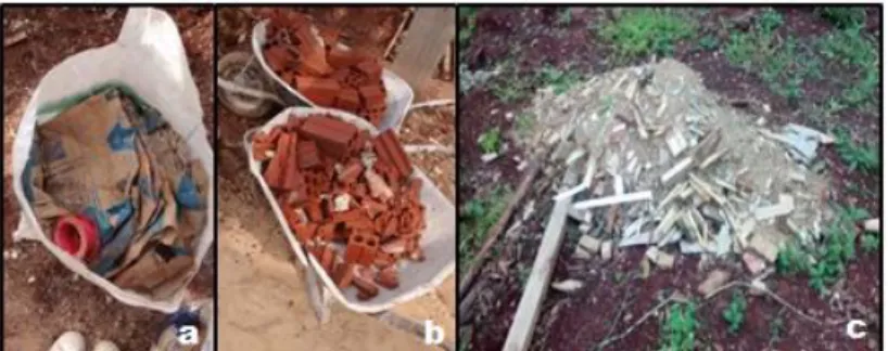 Figura 7: Segregação de resíduos na obra de construção nova. A) Segregação de classe B;           