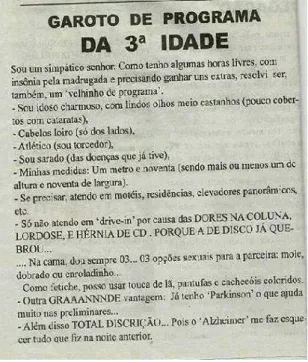 Figura 4 – Garoto de Programa da 3ª idade 
