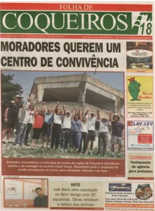 Figura 2 – Jornal comunitário do Bairro de Coqueiros (ano 18, n. 168, de outubro de 2013),  em Florianópolis/SC 