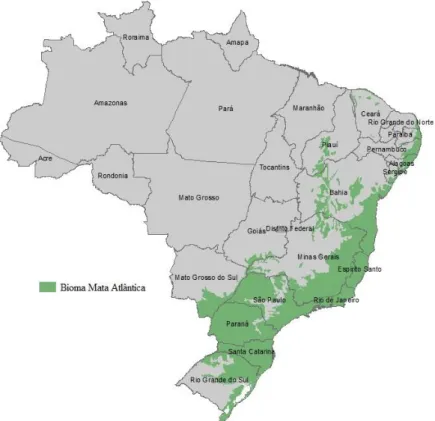 Figura 2 – Distribuição do Bioma Mata Atlântica no Brasil 