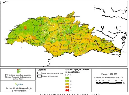 Figura 6 – Variável Uso e ocupação do solo reclassificada da bacia hidrográfica do  rio Una