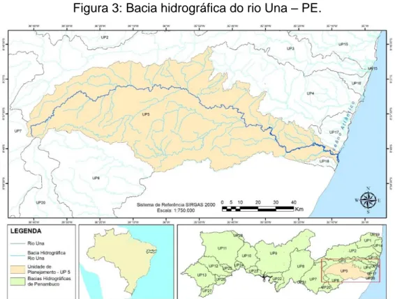 Figura 3: Bacia hidrográfica do rio Una – PE. 