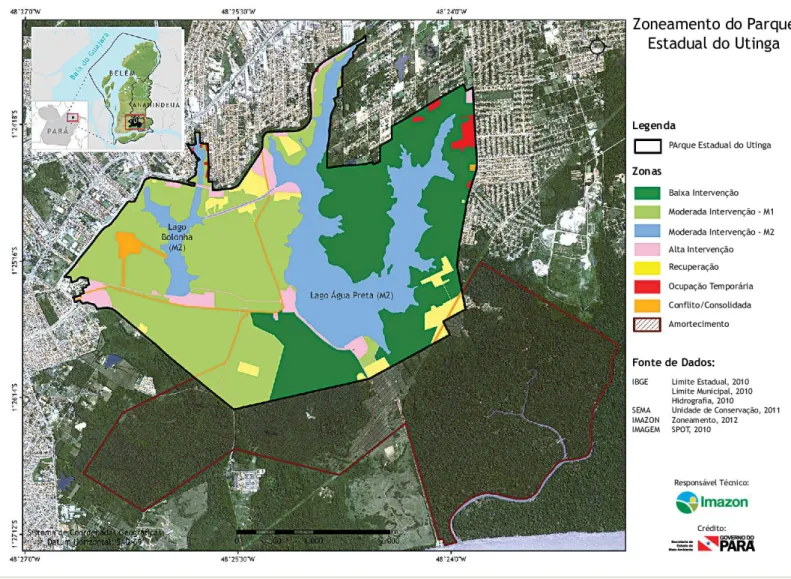 Figura 2 - Zoneamento de áreas com intervenção antrópica no Parque Estadual do  Utinga